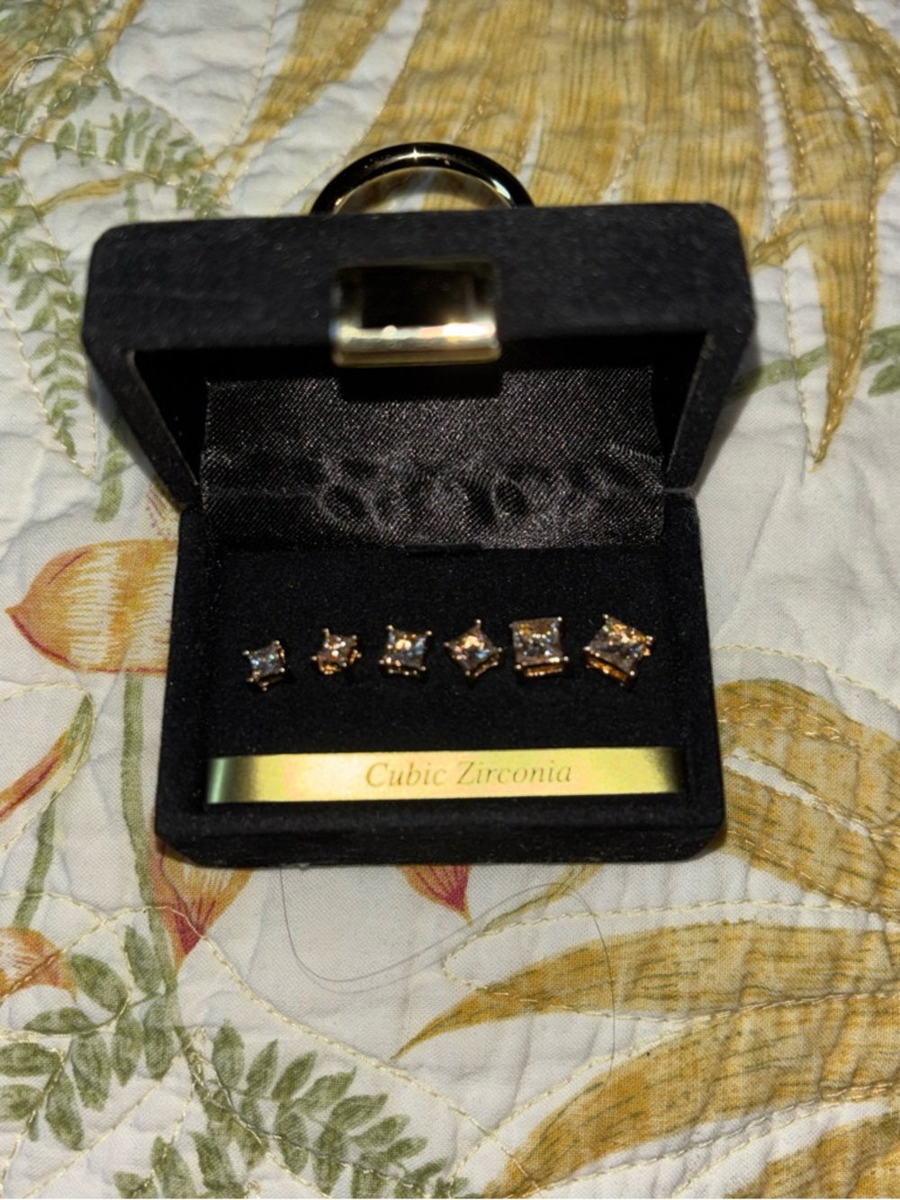 Cubic Zirconia Rose Gold Stud Earrings Set - 6 Pair